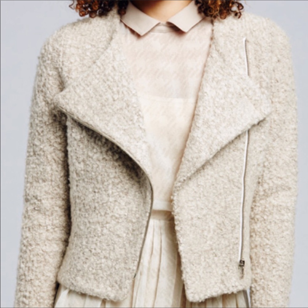 Paper crown fuzzy wool Moto jacket - Picture 1 of 5